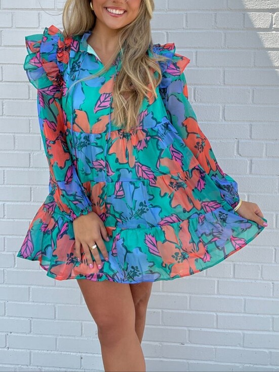 Peach Love California Dresses & Skirts - LN Peach Love Floral Ruffle Tiered Dress✨️